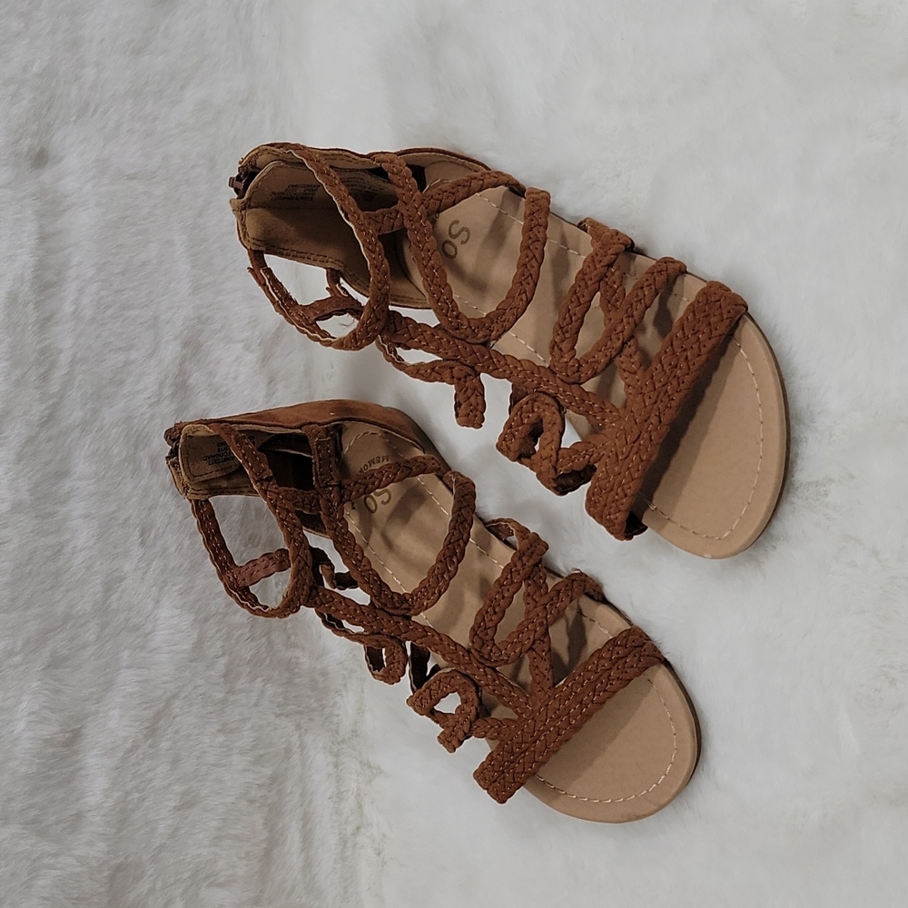 Girls Youth So Gladiator Sandals Weaved Size 1